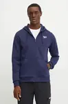 Mikina Reebok pánská, tmavomodrá barva, s kapucí, hladká, 100202861