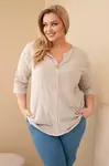 Kesi Plus Size blúzka s ozdobnými gombíkmi béžová
