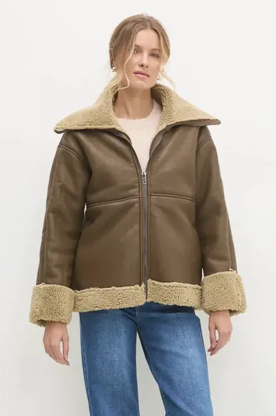 Bunda Answear.LAB dámská, zelená barva, přechodná