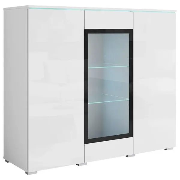 P & B VYSOKÁ KOMODA, bílá, vysoce lesklá bílá, 120/103,3/39,5 cm