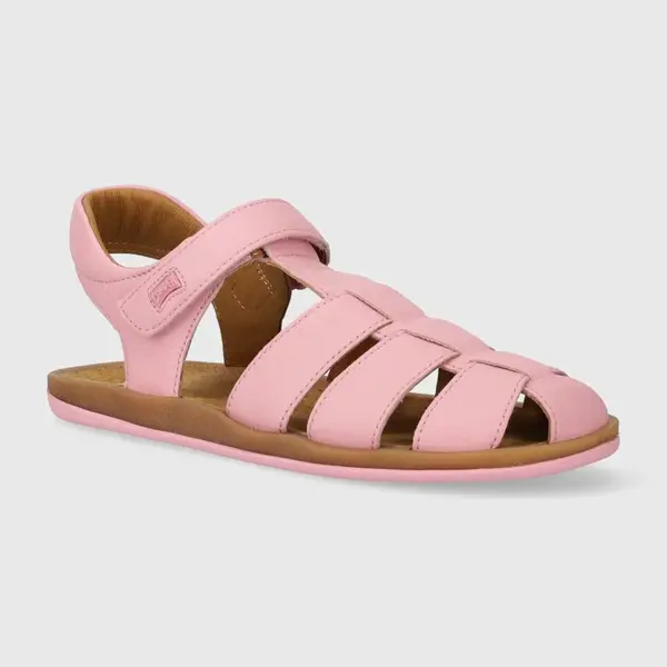 Dětské kožené sandály Camper růžová barva