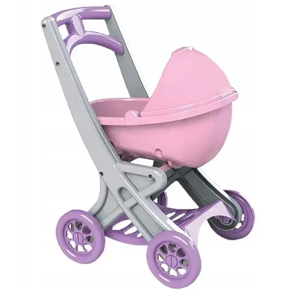 DOLONI Plastový kočárek pro panenky - růžový/šedý