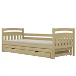 Posteľ Tosia s prístelkou + zásuvky 90x180 prírodná, nelakovaná
