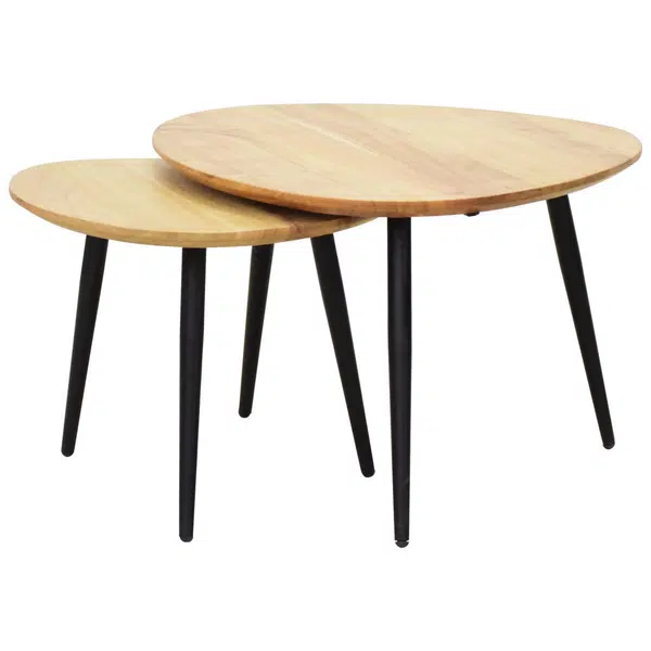 Carryhome SADA KONFERENČNÍCH STOLKŮ, černá, barvy akácie, dřevo, kov, 74/68/45 cm
