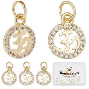 Brass Micro Pave Clear Cubic Zirconia Charms