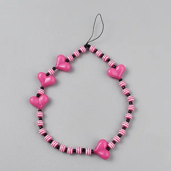 Acrylic Heart Mobile Straps