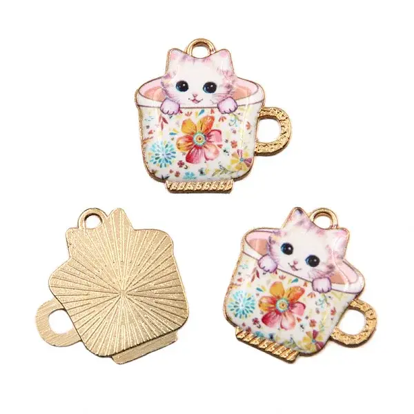 Light Gold Plated Alloy Enamel Pendants