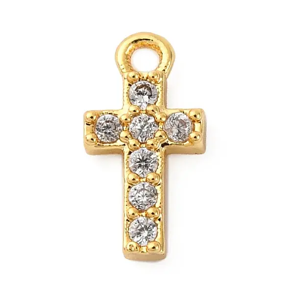 Brass Micro Pave Clear Cubic Zirconia Charms