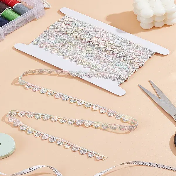 5 Yards Polyester Heart Lace Trim Ribbon