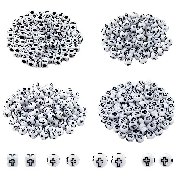 400Pcs 4 Styles Opaque Acrylic Beads