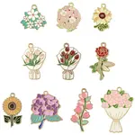 10Pcs 10 Styles Alloy Enamel Pendants