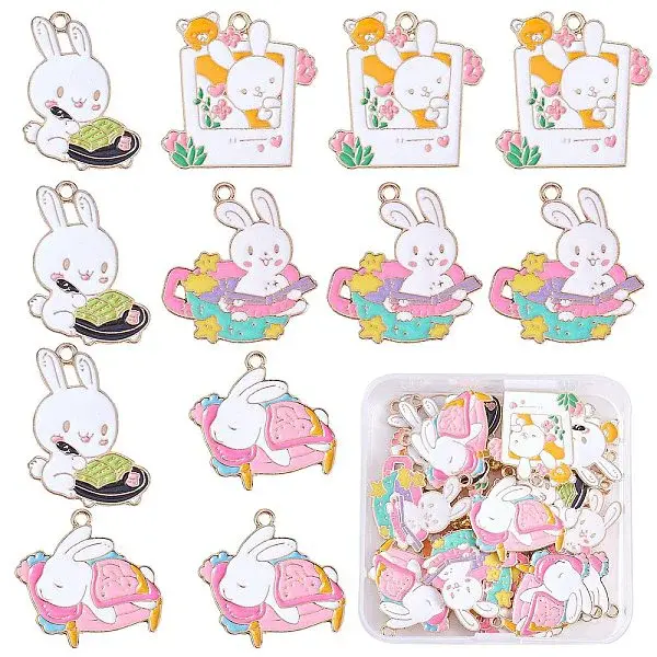 20Pcs 4 Style Cartoon Alloy Enamel Pendants
