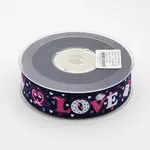 Valentine's Day Word Love Printed Polyester Grosgrain Ribbons for Gift Packaging