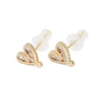 Brass Clear Cubic Zirconia Stud Earring Findings