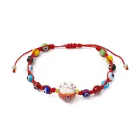 Adjustable Lanmpword Evil Eye Braided Bead Bracelet