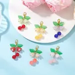 6Pcs 6 Colors Flower Glass & Acrylic Pendant Decorations