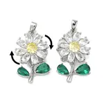 Brass Micro Pave Cubic Zirconia Rotatable Pendants