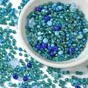 Baking Paint Glass Round Seed Beads with Glass Bead