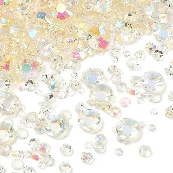 Electroplated Transparent Flat Back Resin Rhinestone Cabochons