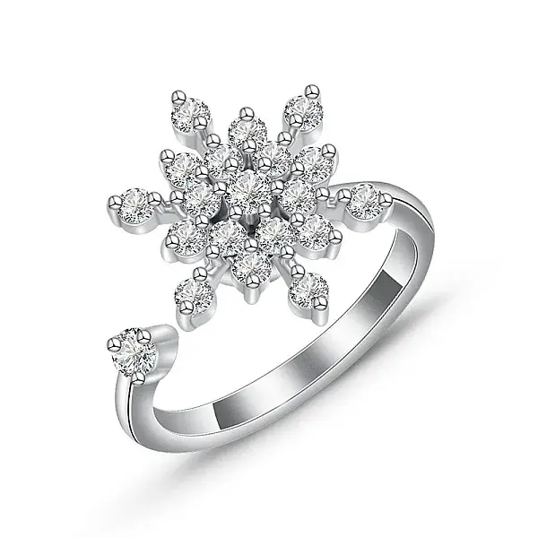 Cubic Zirconia Rotating Open Cuff Ring