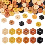 120Pcs 6 Colors 2-Hole Wood Flower Buttons