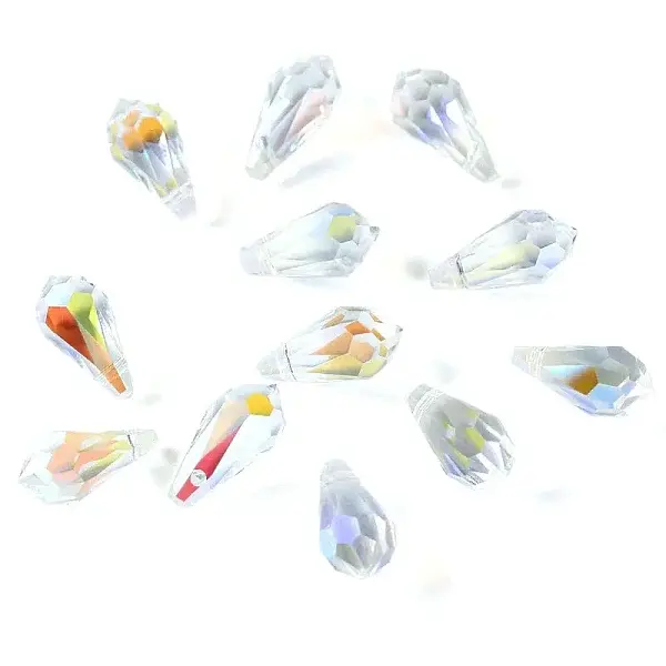 72Pcs Transparent Eletroplate Glass Charms