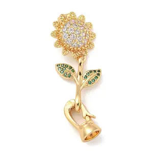 Brass Micro Pave Cubic Zirconia Fold Over Clasps
