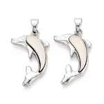 Alloy and Dyed Natural Paua Shell Pendants