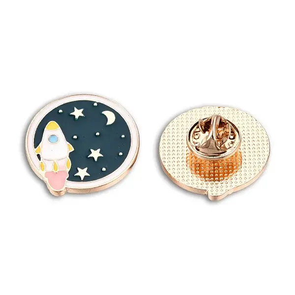 Rocket with Planet Enamel Pin