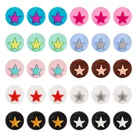 50Pcs 10 Colors Round with Star Food Grade Eco-Friendly Silicone Beads
