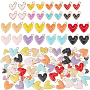 64Pcs 16 Style Alloy Enamel Pendants