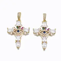 Brass Micro Pave Clear Cubic Zirconia Pendants