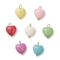 Dyed Synthetic Turquoise Heart Charms