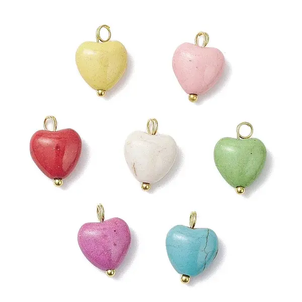 Dyed Synthetic Turquoise Heart Charms