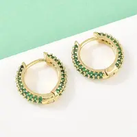 Brass Cubic Zirconia Hoop Earrings