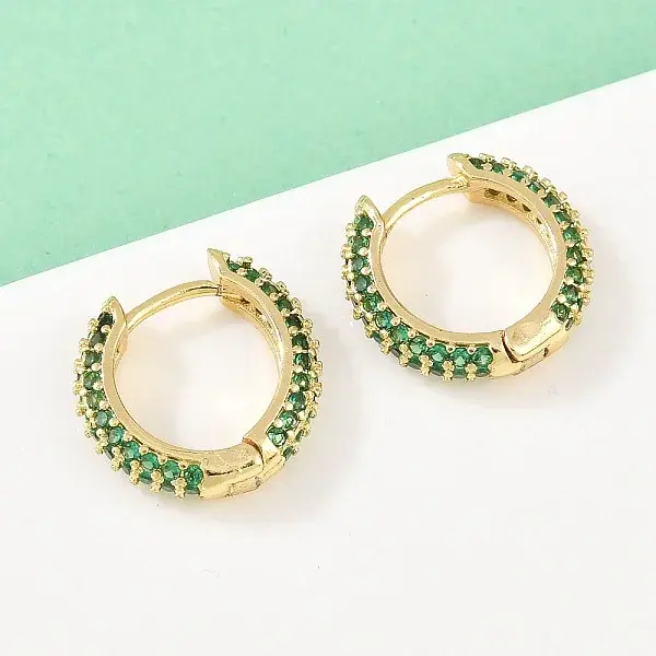 Brass Cubic Zirconia Hoop Earrings