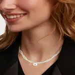 CCB Plastic & White Round Glass Pearl Beaded Double Layer Ball Pendant Necklaces