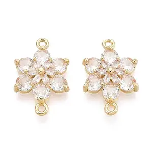 Brass Pave Clear Cubic Zirconia Connector Charms