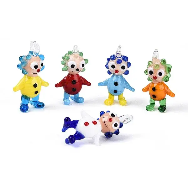 Handmade Lampwork Clown Figurine Pendants