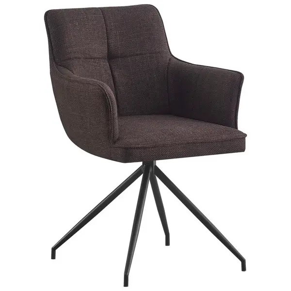 Novel ŽIDLE S PODRUČKAMI, železo, tkaná látka, hnědá, černá