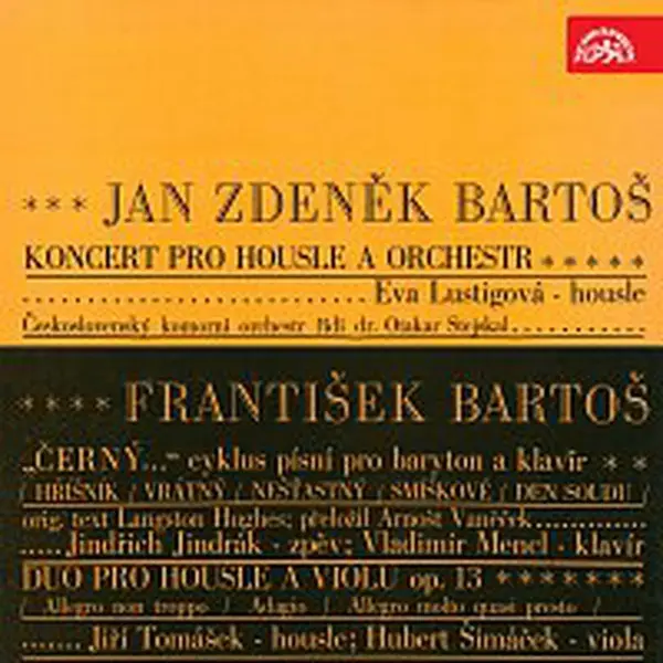 Různí interpreti – Bartoš Jan Zdeněk: Koncert pro housle a orchestr, Bartoš František: Černý...cyklus písní, Duo pro housle a violu