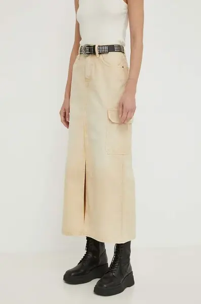 Džínová sukně G-Star béžová barva, maxi