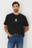 Bavlněné tričko Medicine pánské, černá barva, s aplikací