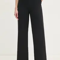 Kalhoty Tommy Hilfiger dámské, černá barva, jednoduché, high waist, WW0WW45445