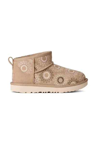 Dětské semišové zimní boty UGG KIDS' CLASSIC ULTRA MINI SUN STITCH