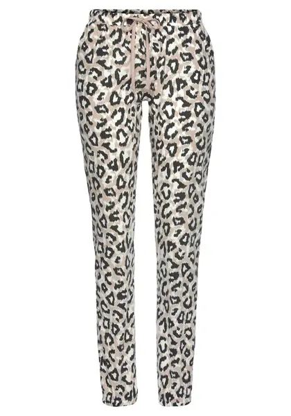 LASCANA Pyžamové nohavice  pastelovo oranžová / čierna / biela