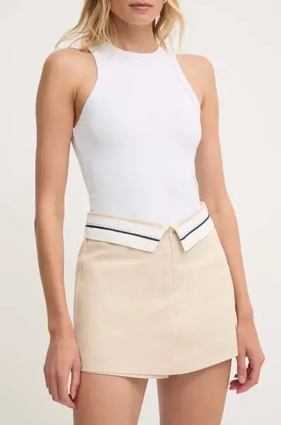 Kalhotová sukně Answear.LAB béžová barva, high waist