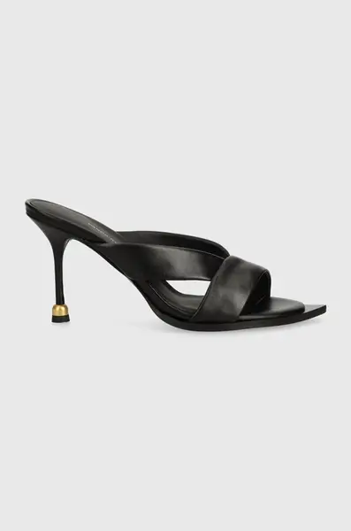 Kožené pantofle Vanda Novak Mila dámské, černá barva, na podpatku