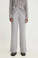 Kalhoty Answear.LAB dámské, šedá barva, jednoduché, high waist