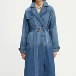 Džínový kabát Levi's dámský, tmavomodrá barva, přechodný, dvouřadový, A8976